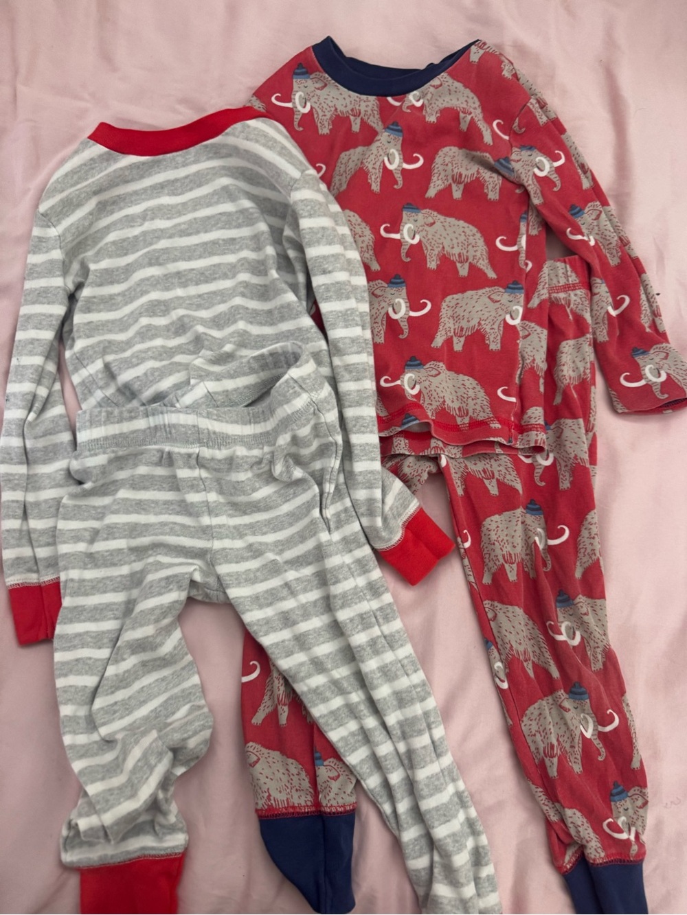 Mini Boden Red Mammoth Print Pajama Top with Navy Trim